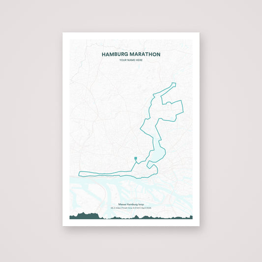 Hamburg Marathon personalised map print