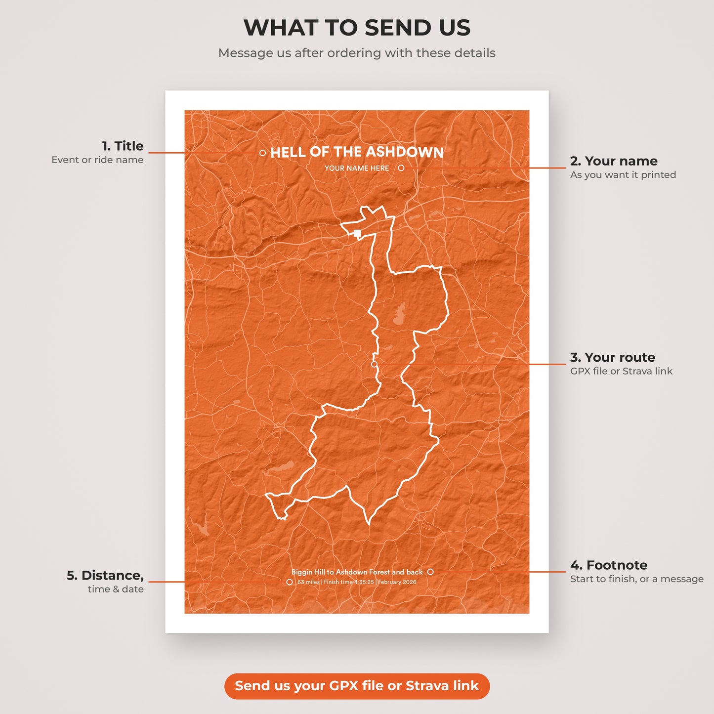 Hell of the Ashdown map print personalisation explained