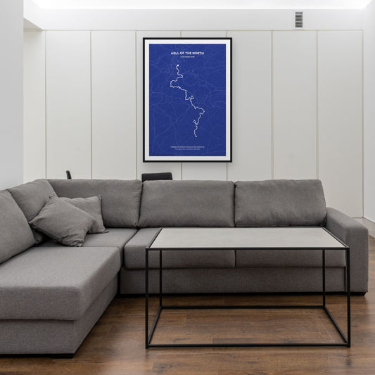 Hell of the North map print framed in a room