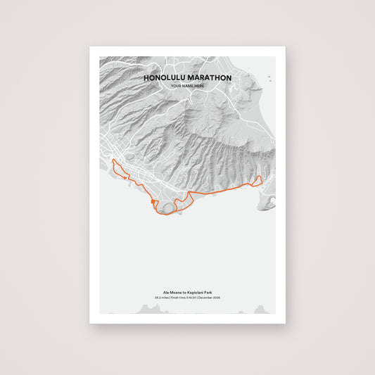 Honolulu Marathon personalised map print