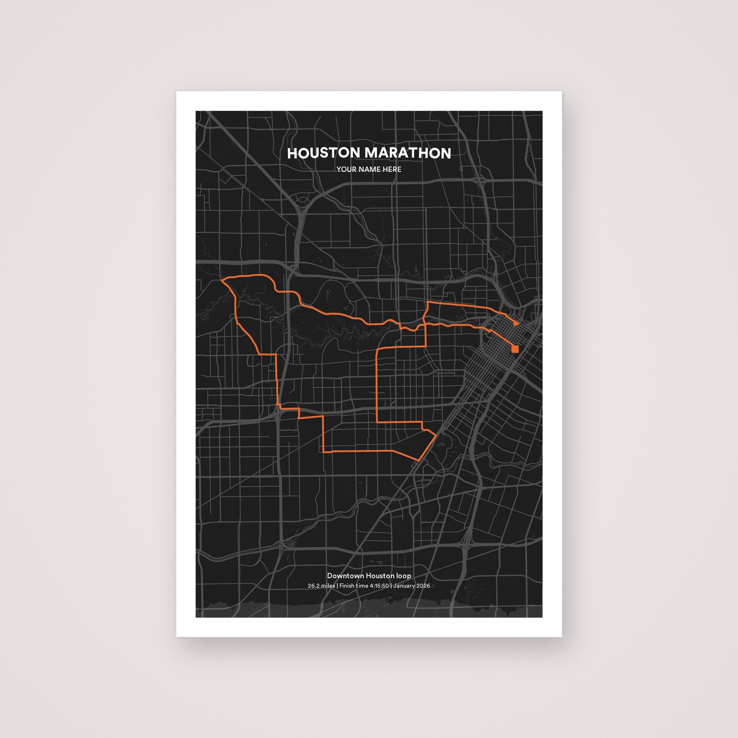 Houston Marathon personalised map print