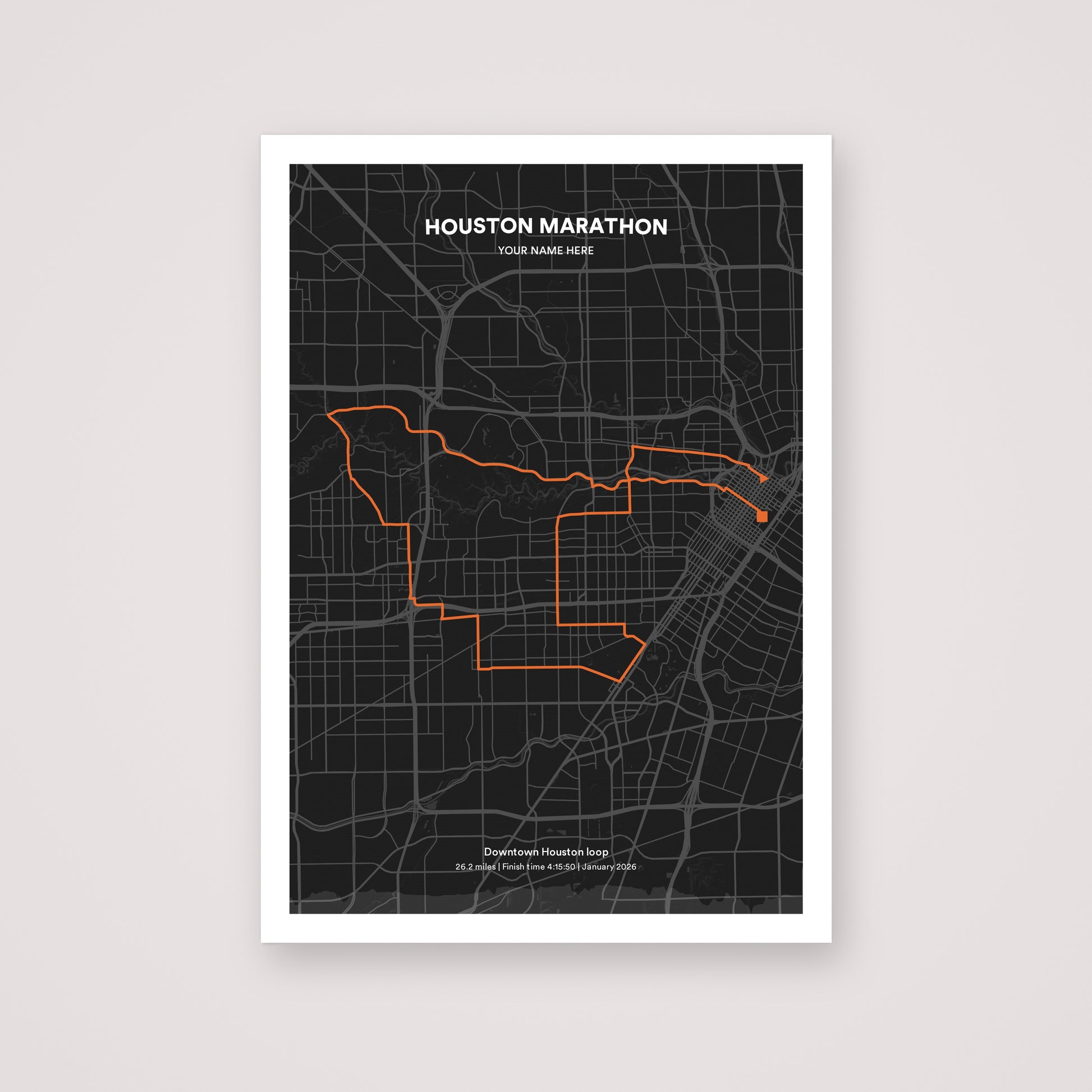 Houston Marathon personalised map print