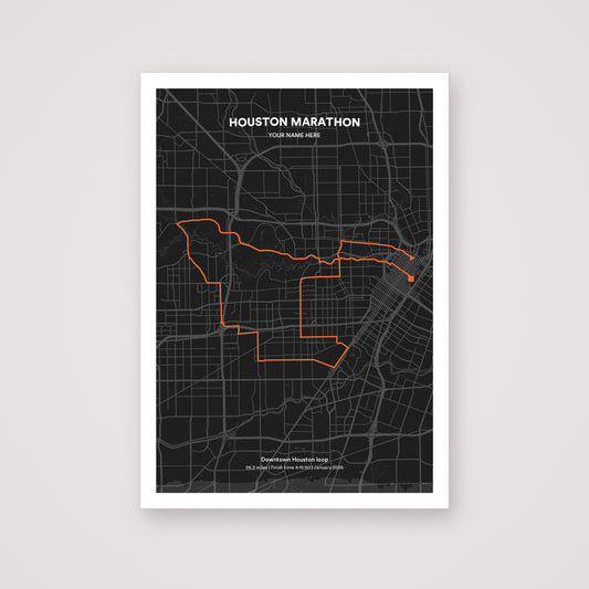 Houston Marathon personalised map print