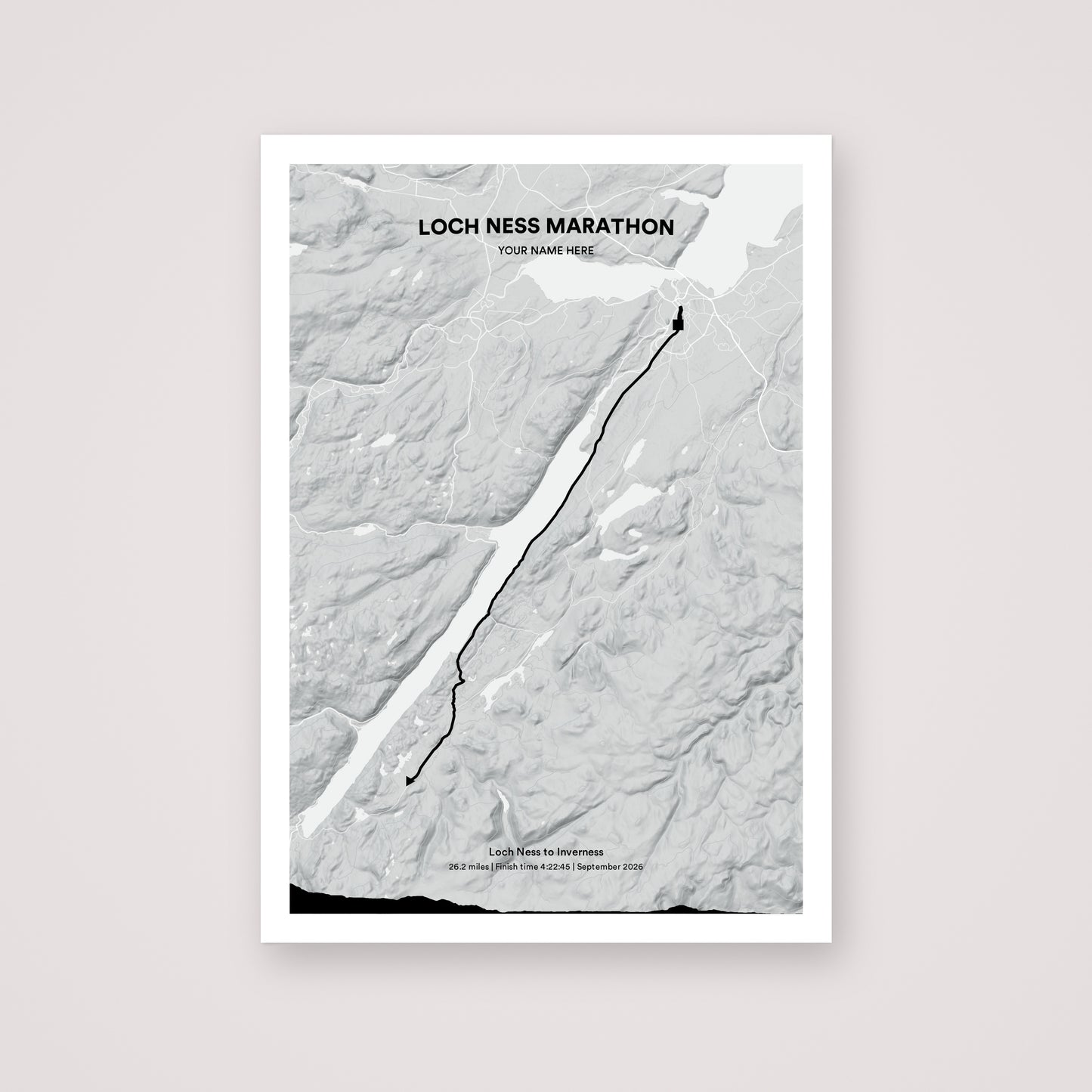 Loch Ness Marathon personalised map print
