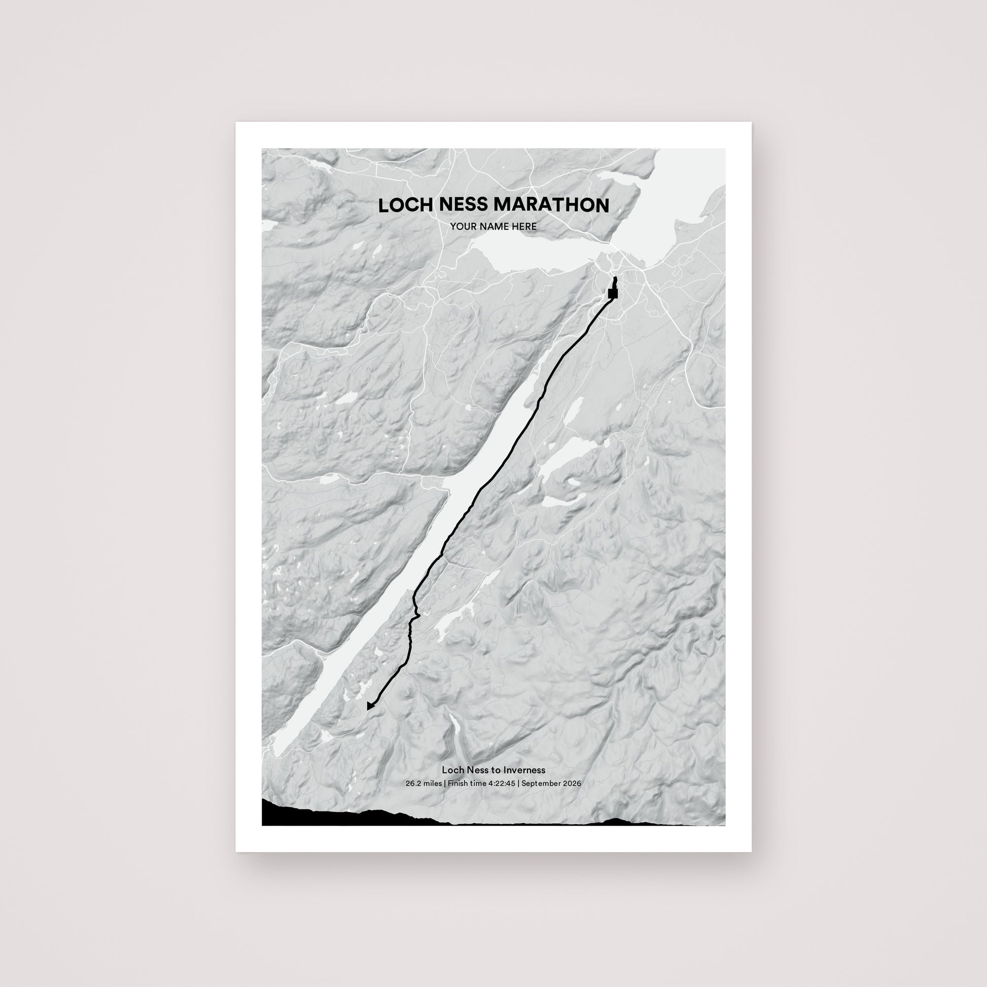 Loch Ness Marathon personalised map print