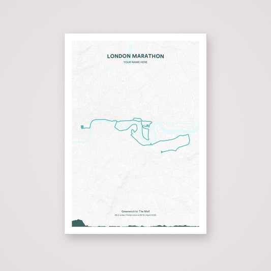 London Marathon personalised map print