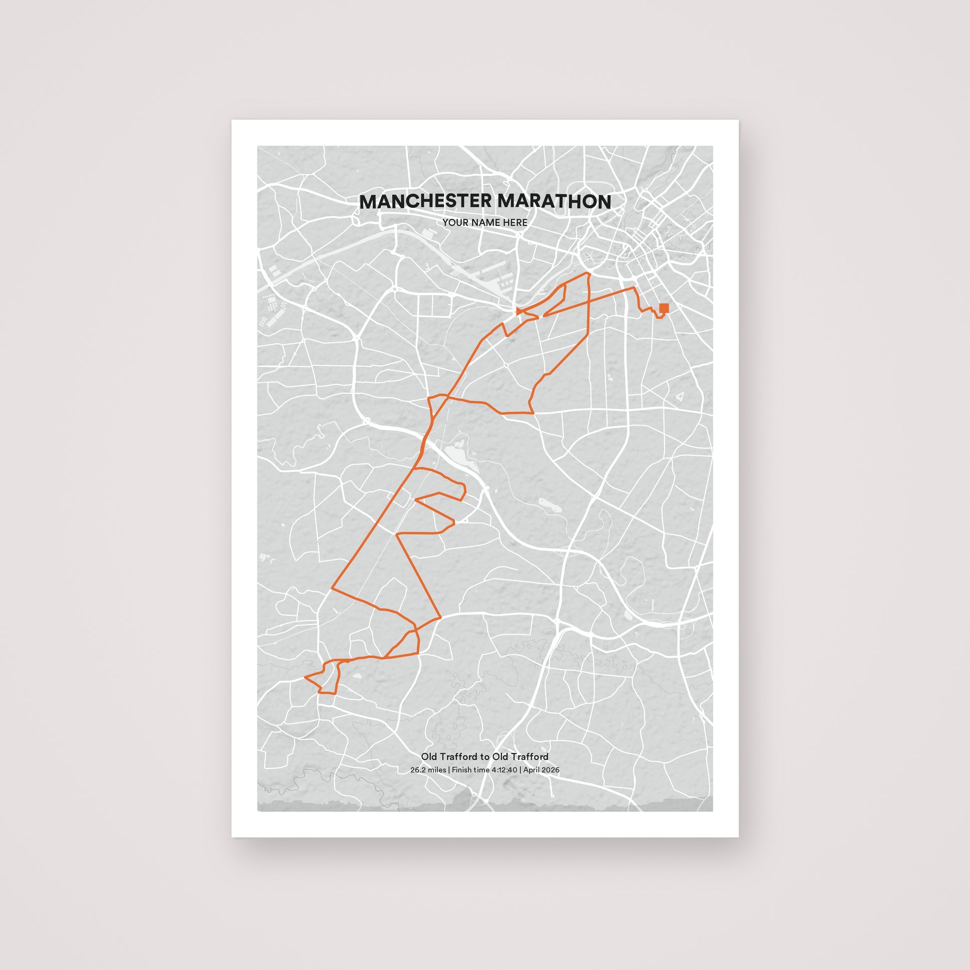 Manchester Marathon personalised map print