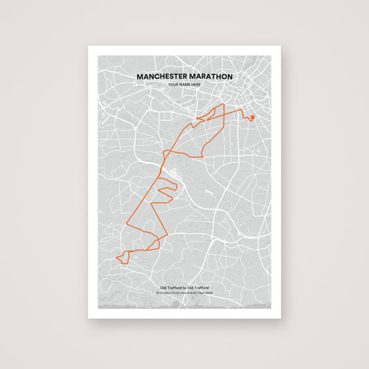 Manchester Marathon personalised map print