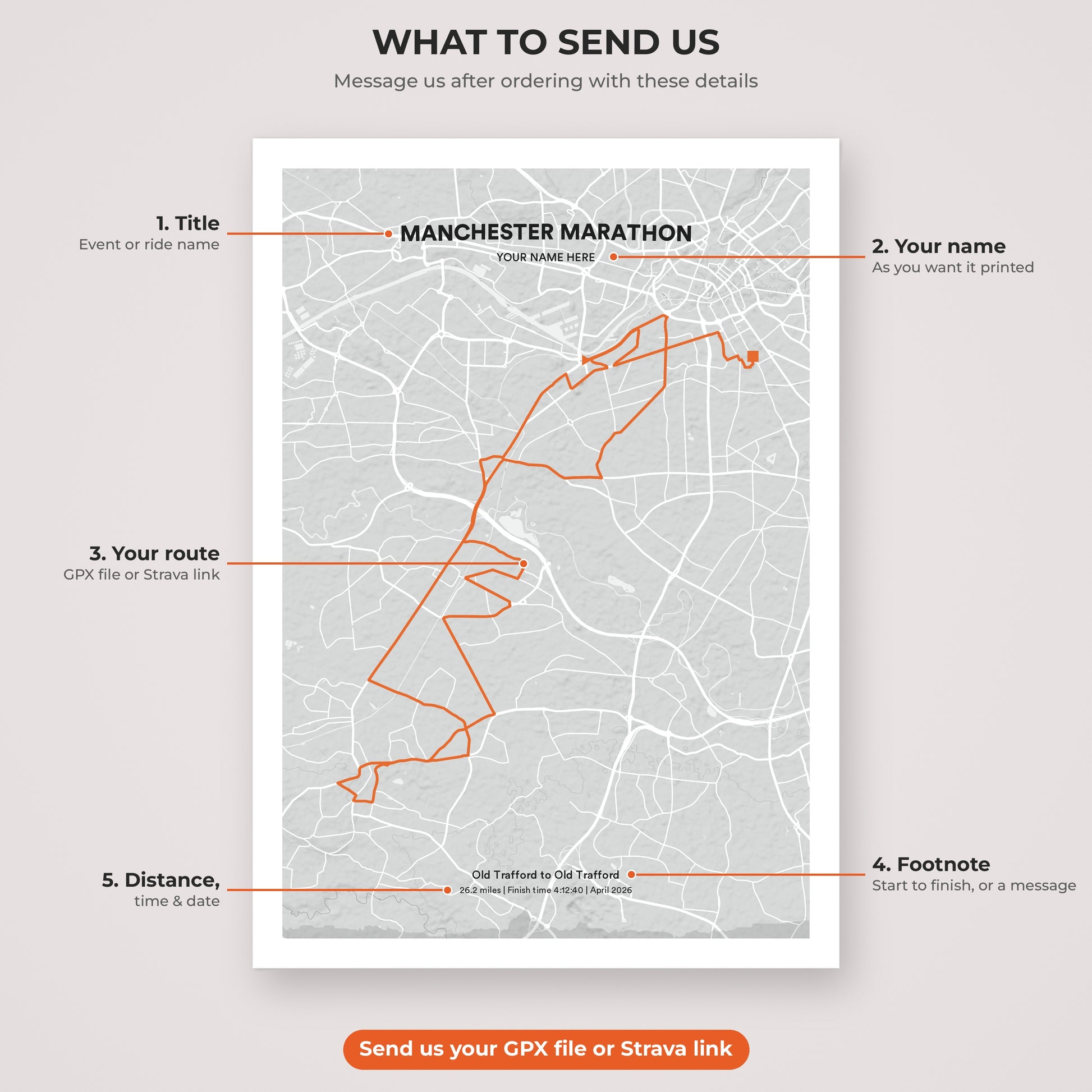 Manchester Marathon map print personalisation explained