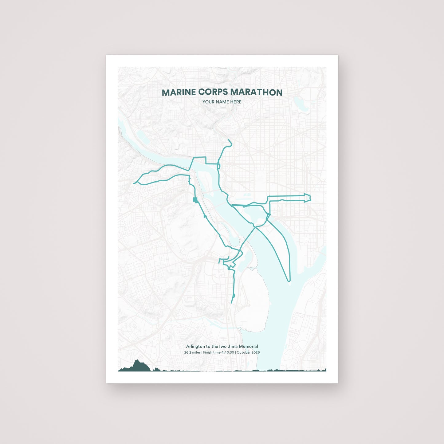 Marine Corps Marathon personalised map print