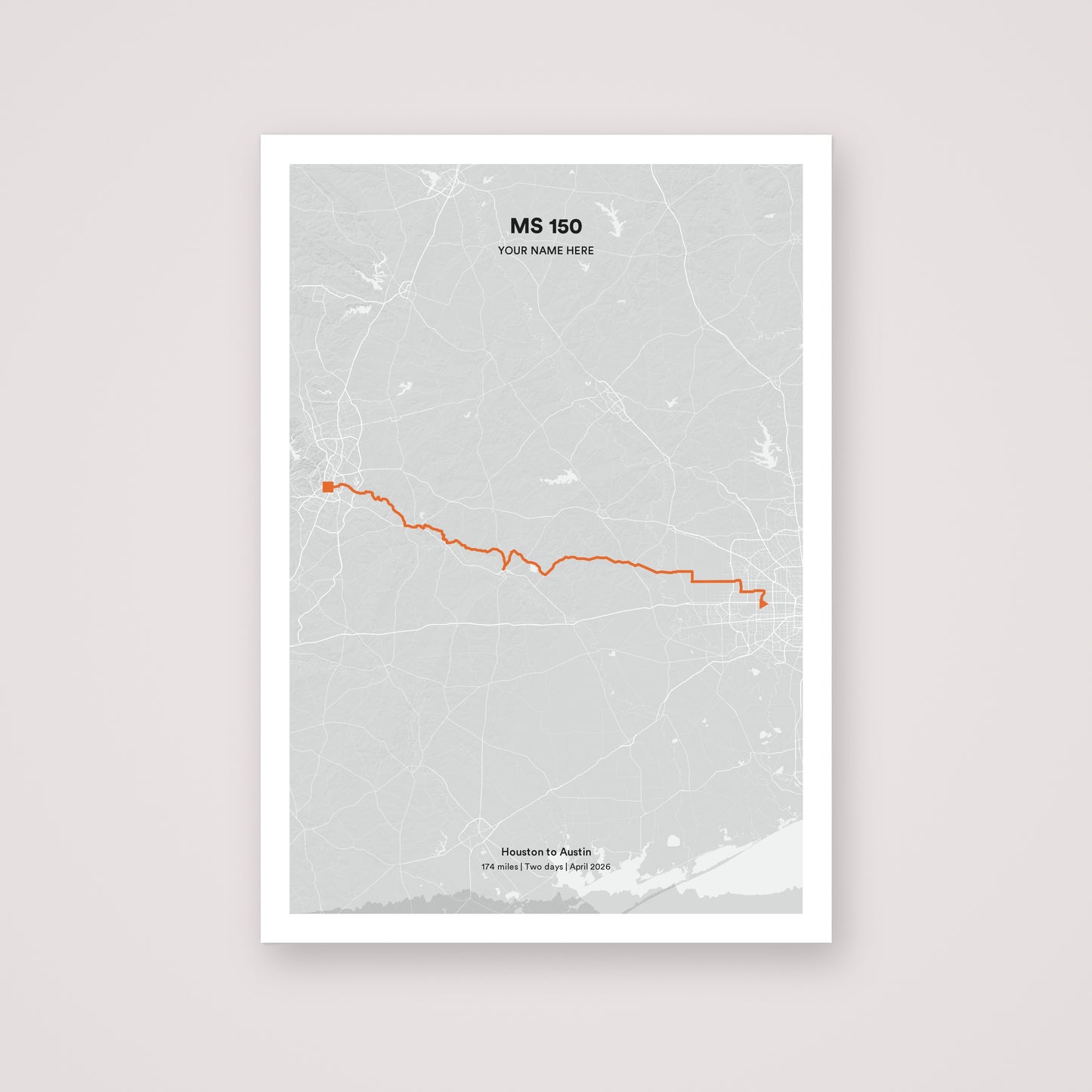 MS 150 personalised map print