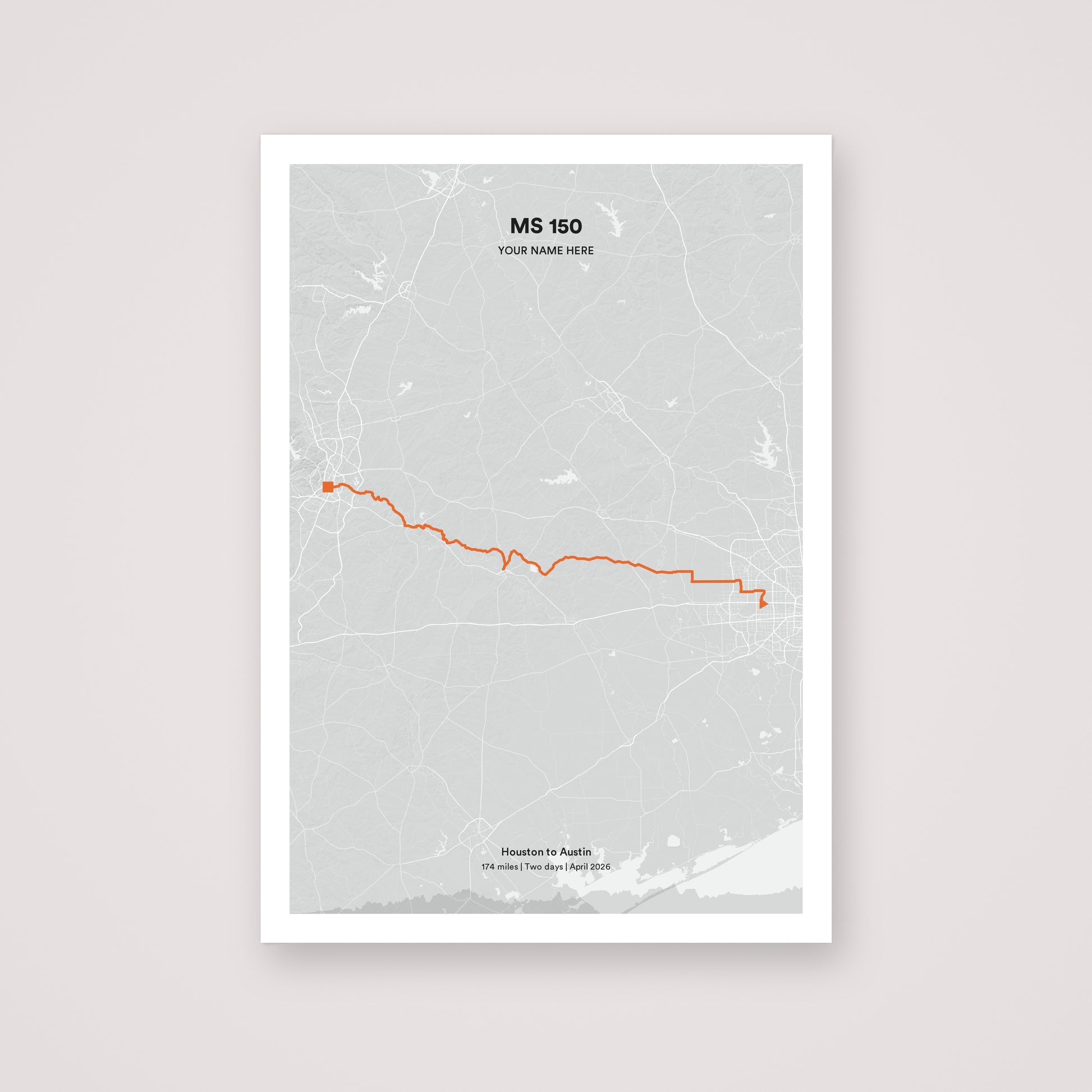 MS 150 personalised map print