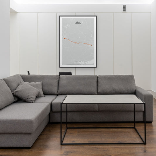 MS 150 map print framed in a room