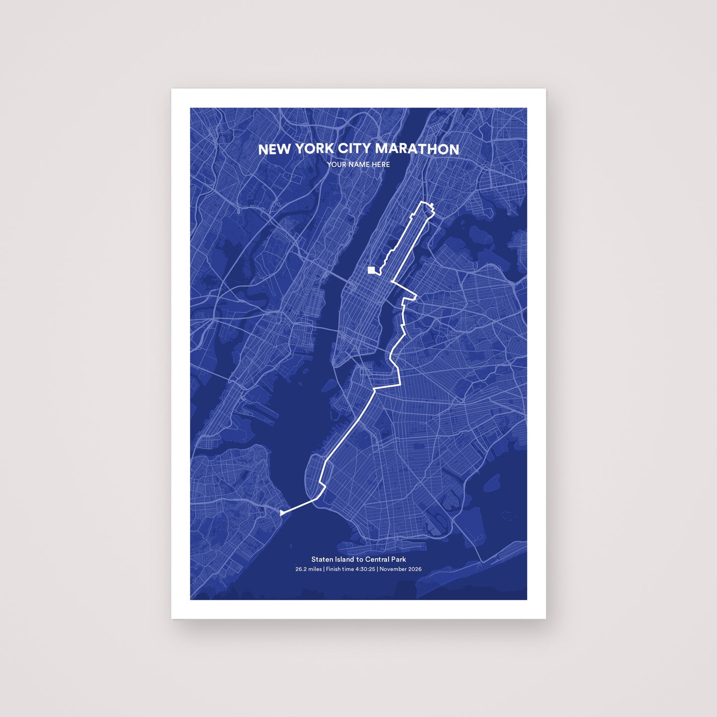 New York City Marathon personalised map print