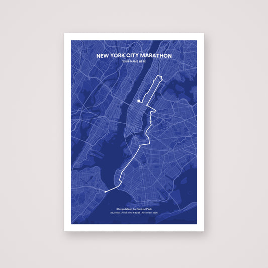 New York City Marathon personalised map print
