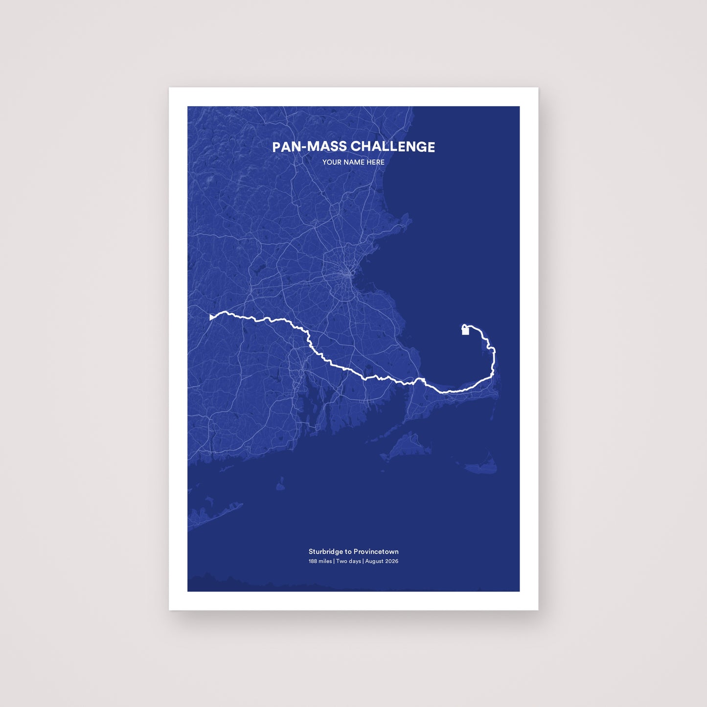 Pan-Mass Challenge personalised map print