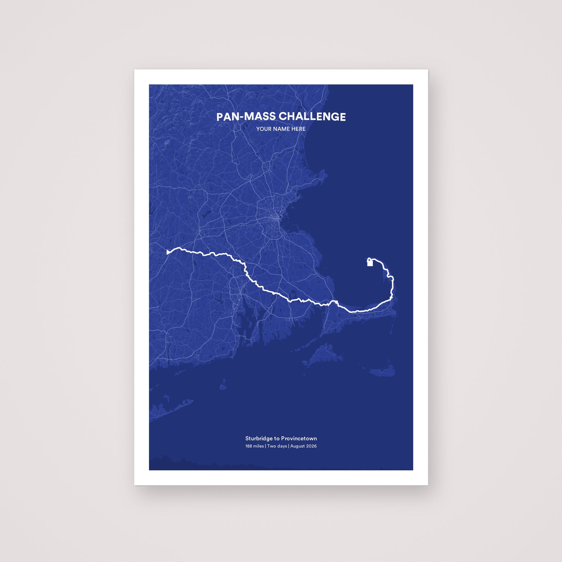 Pan-Mass Challenge personalised map print