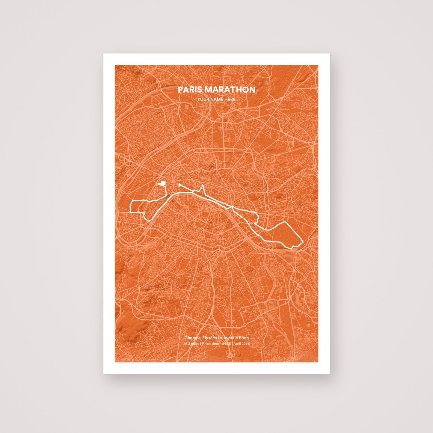 Paris Marathon personalised map print