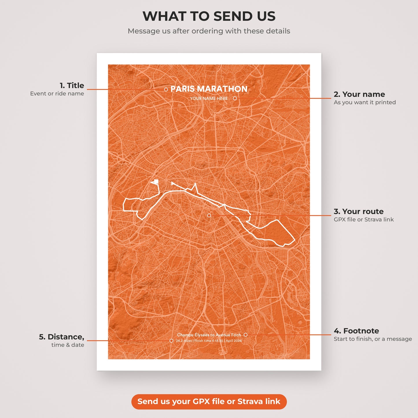 Paris Marathon map print personalisation explained