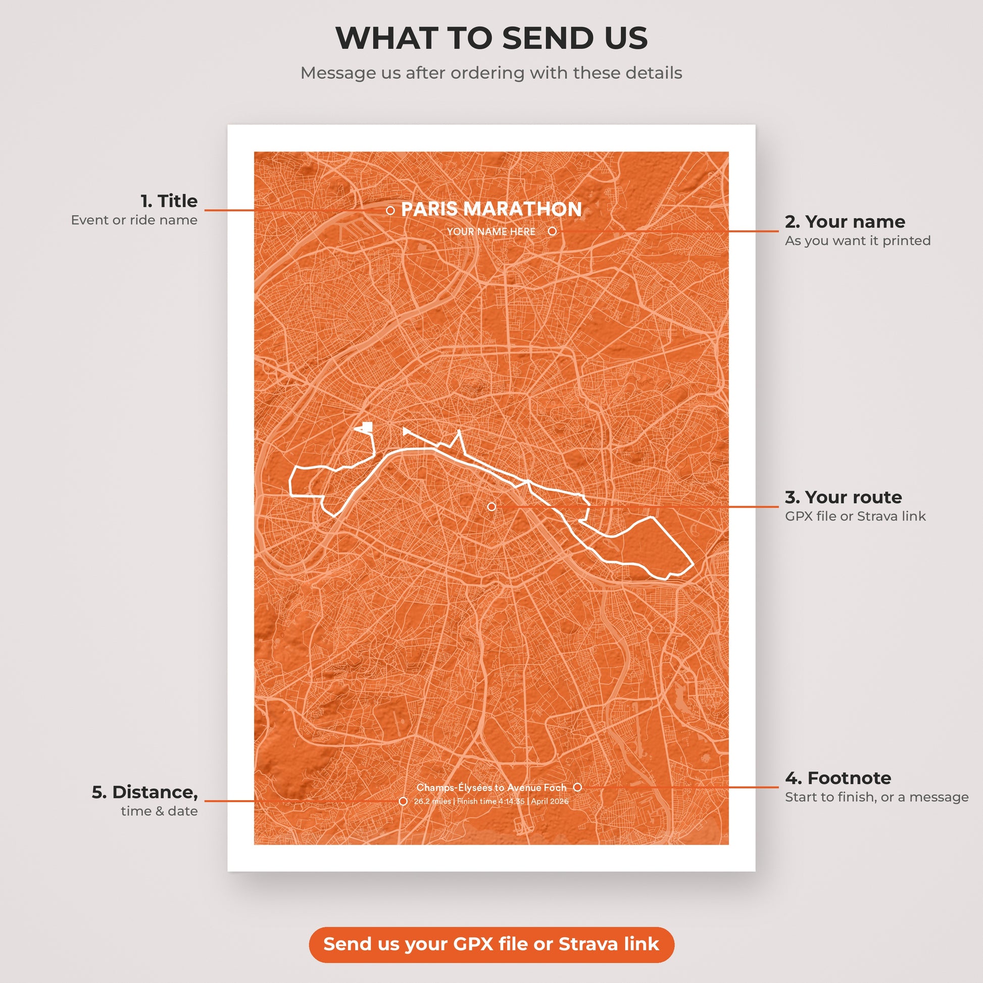 Paris Marathon map print personalisation explained