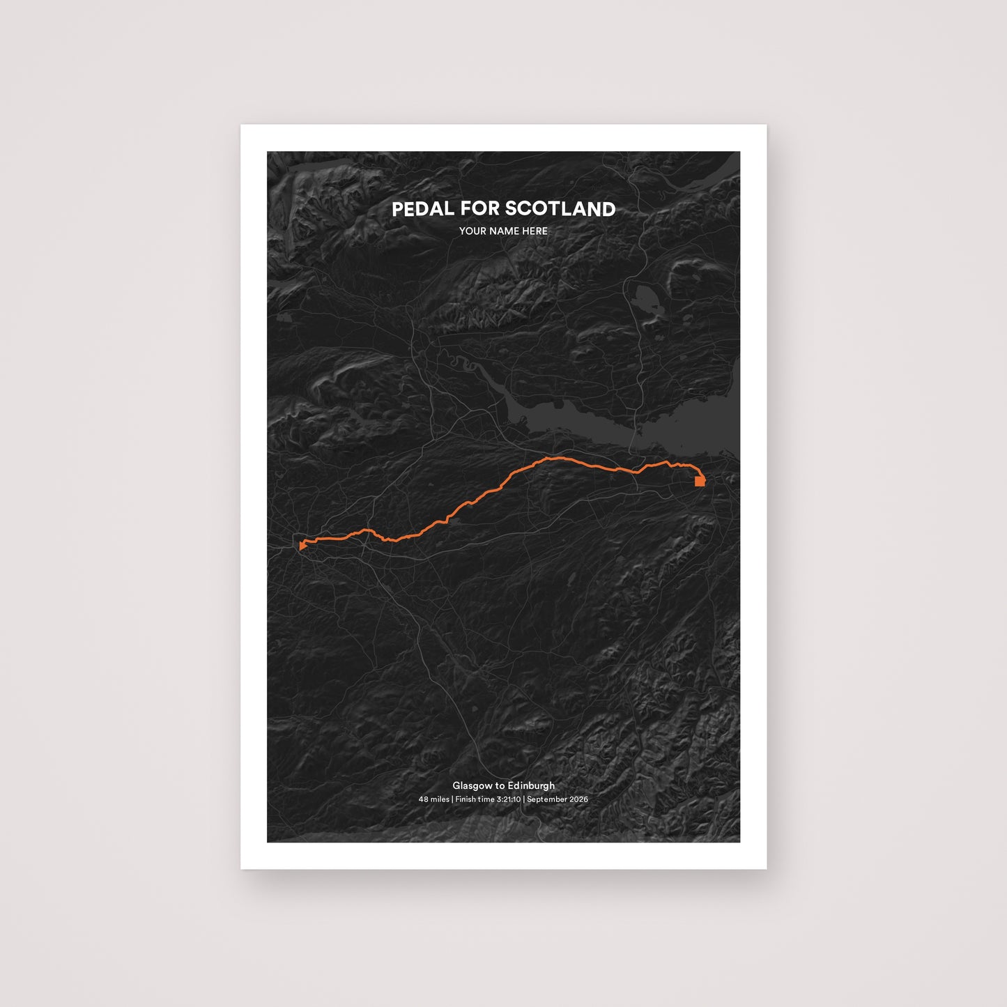 Pedal for Scotland personalised map print
