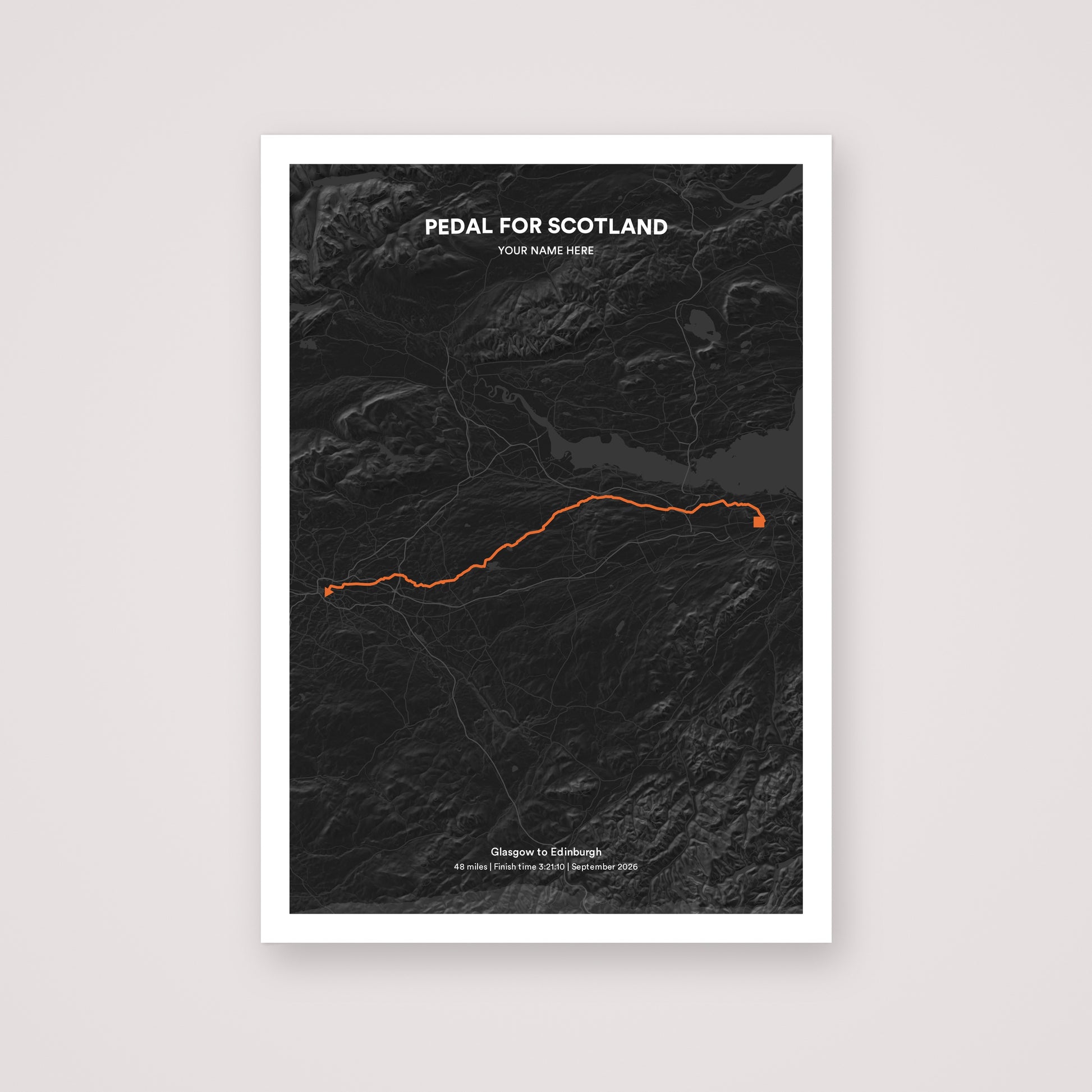 Pedal for Scotland personalised map print