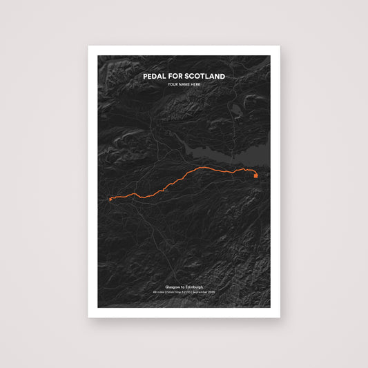 Pedal for Scotland personalised map print