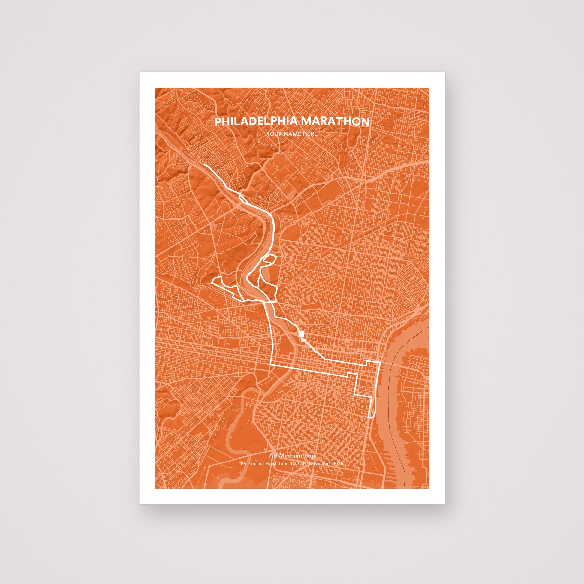 Philadelphia Marathon personalised map print