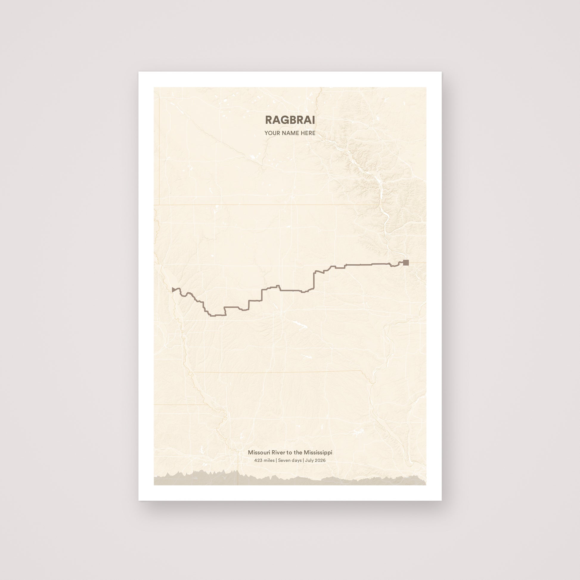 RAGBRAI personalised map print