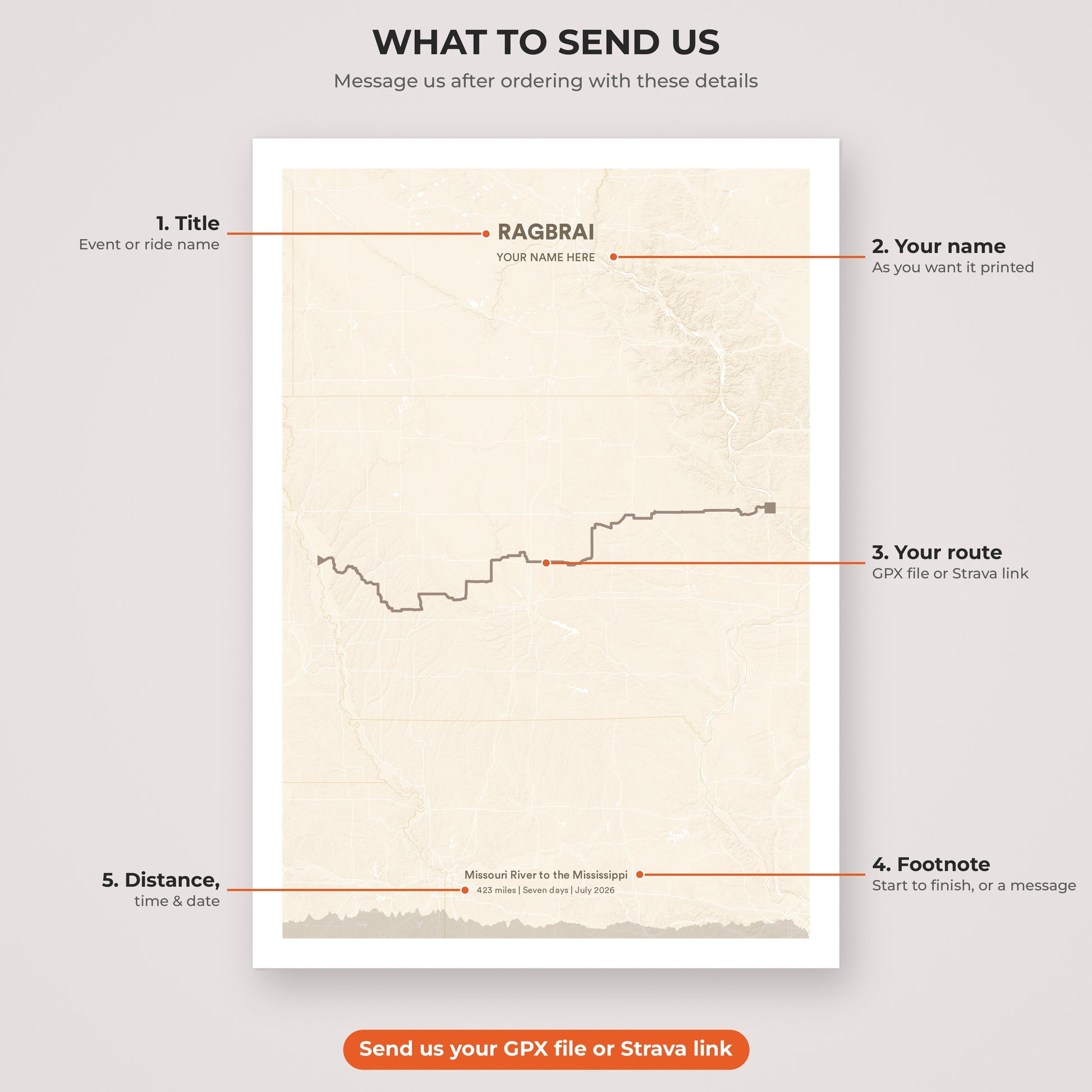 RAGBRAI map print personalisation explained