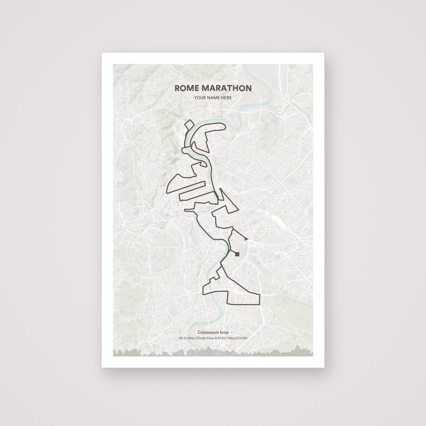 Rome Marathon personalised map print