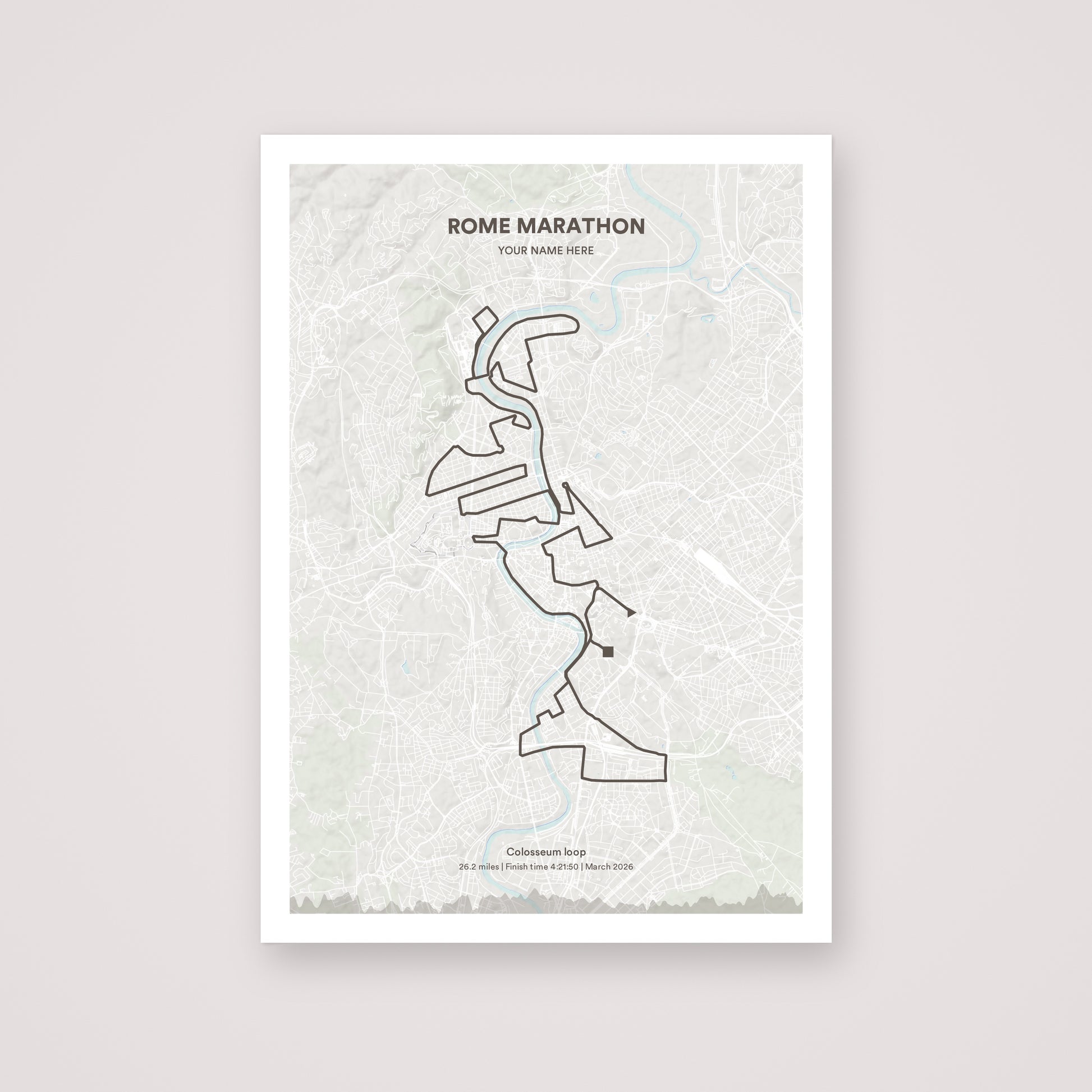Rome Marathon personalised map print