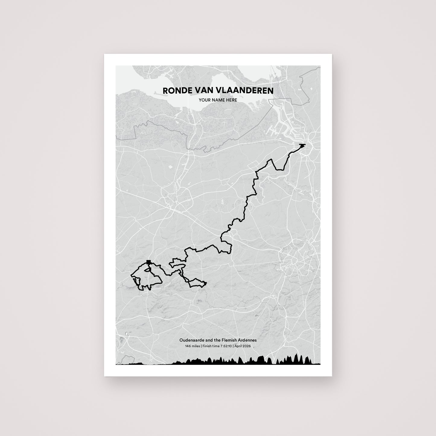 Ronde van Vlaanderen personalised map print