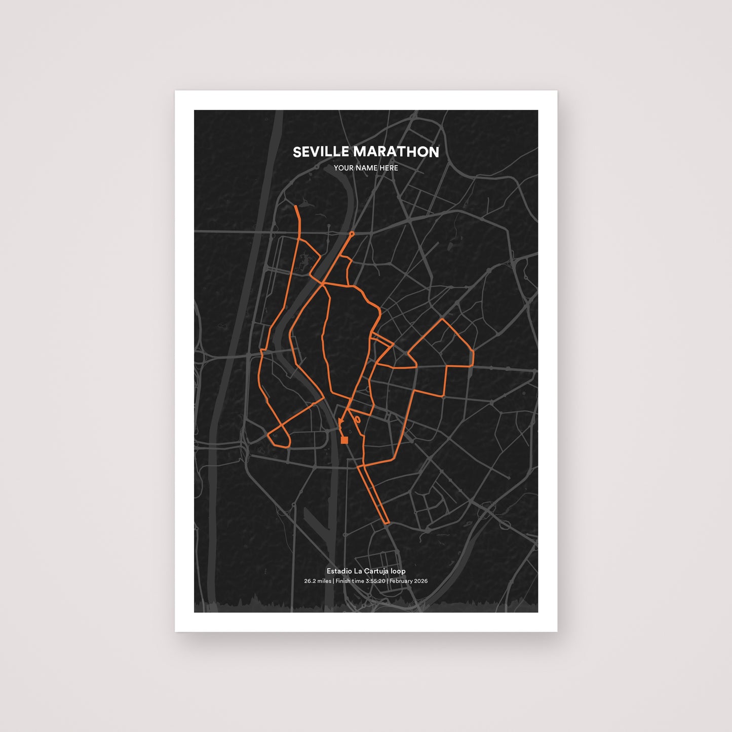 Seville Marathon personalised map print