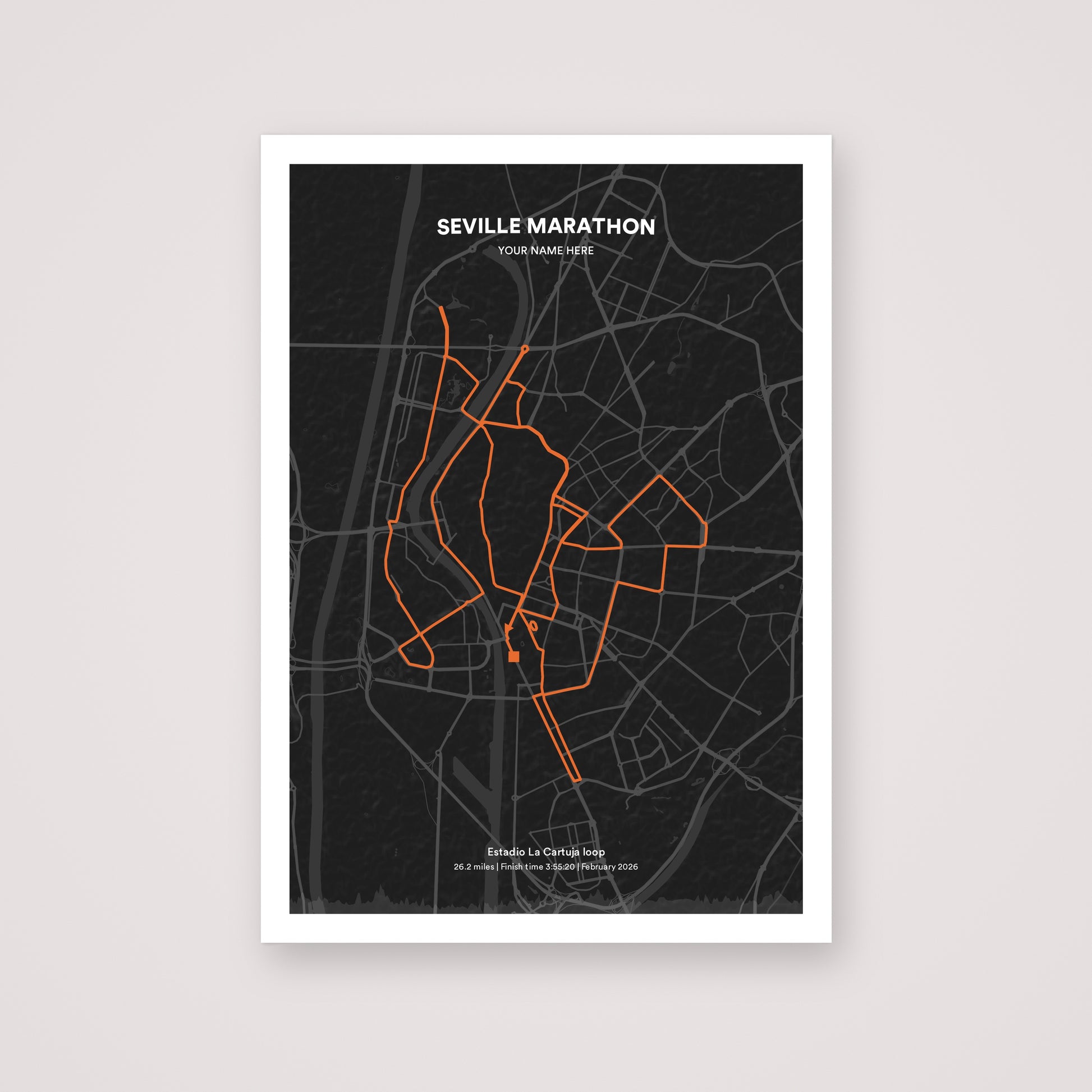 Seville Marathon personalised map print
