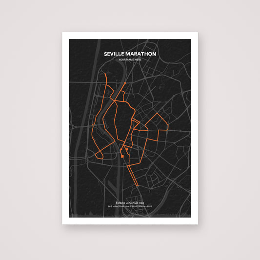 Seville Marathon personalised map print