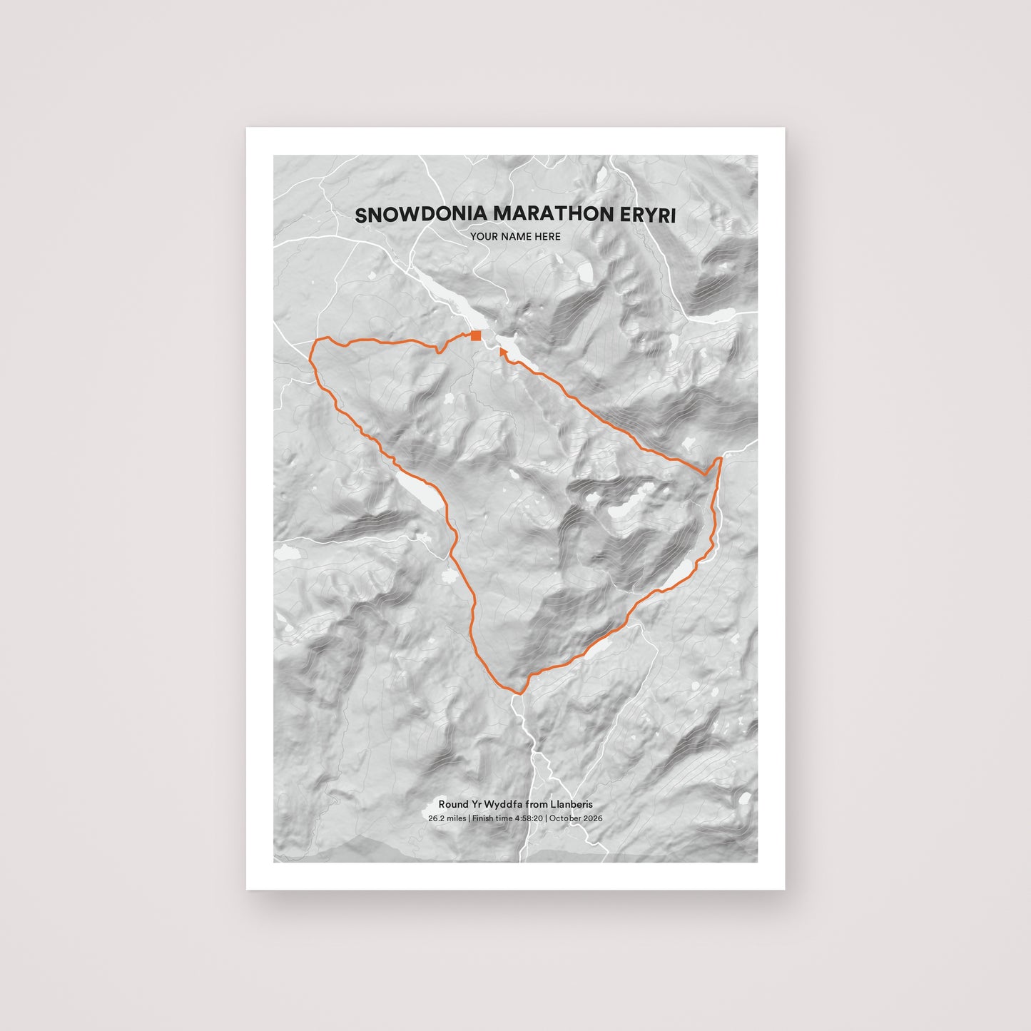 Snowdonia Marathon Eryri personalised map print