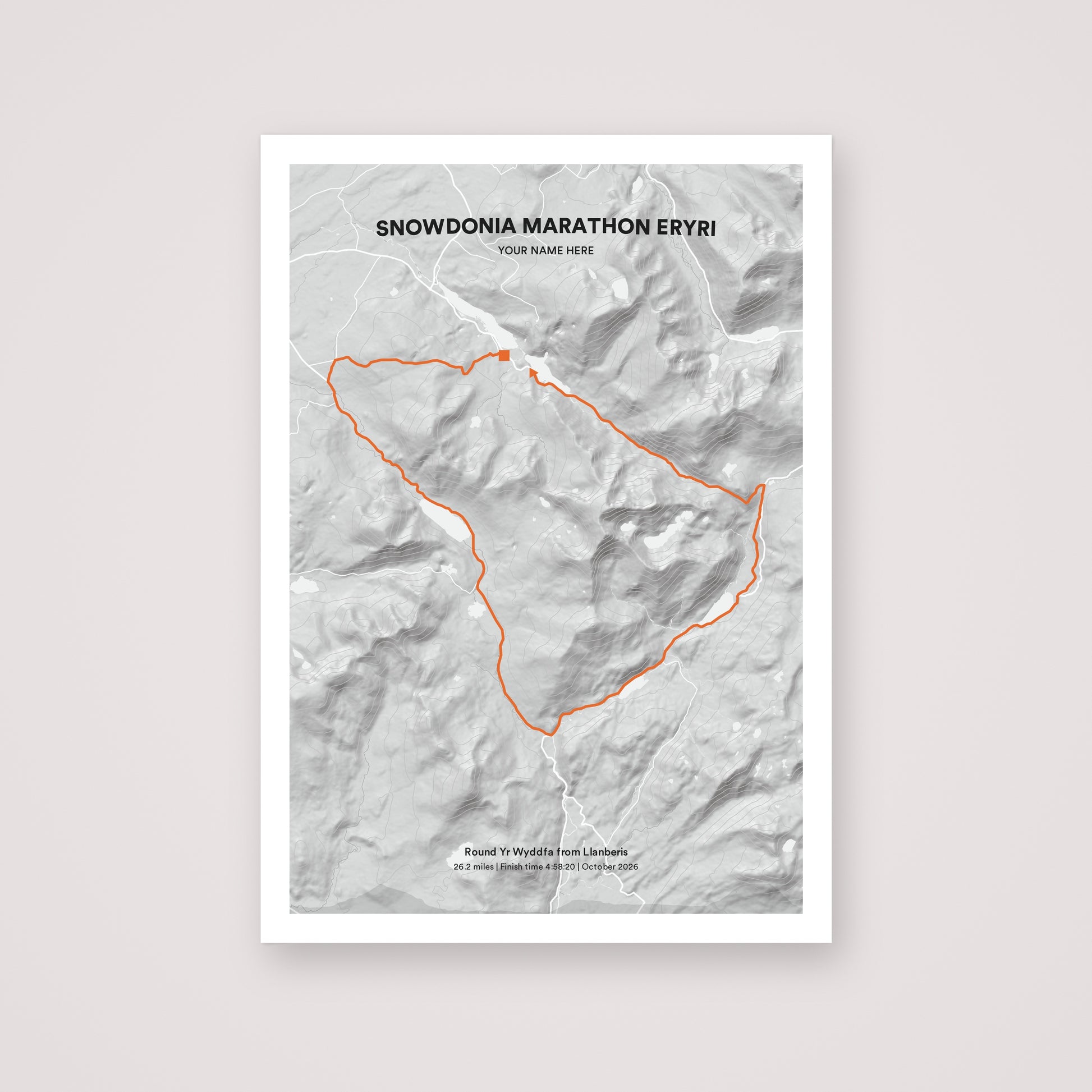 Snowdonia Marathon Eryri personalised map print