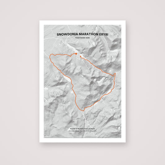 Snowdonia Marathon Eryri personalised map print