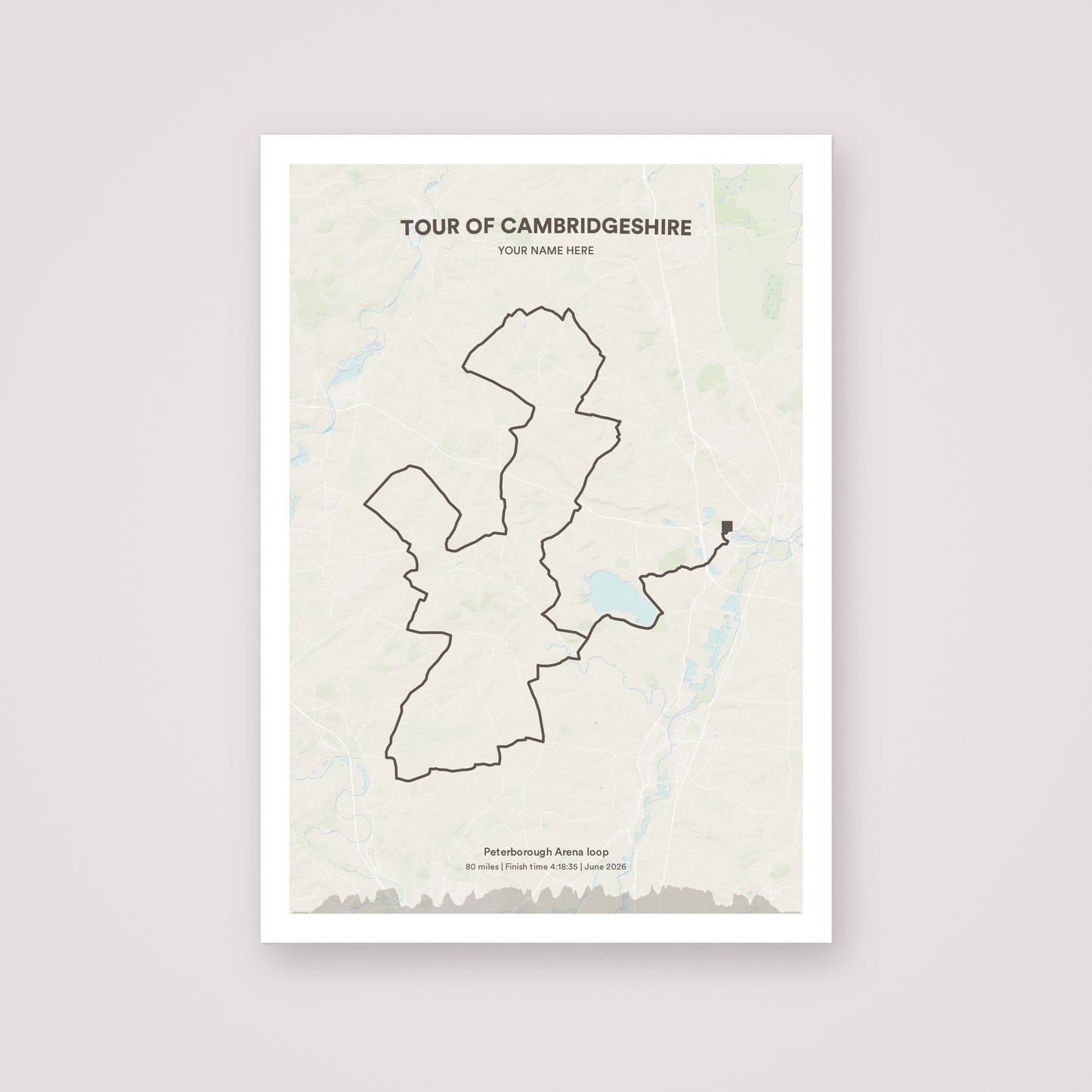 Tour of Cambridgeshire personalised map print
