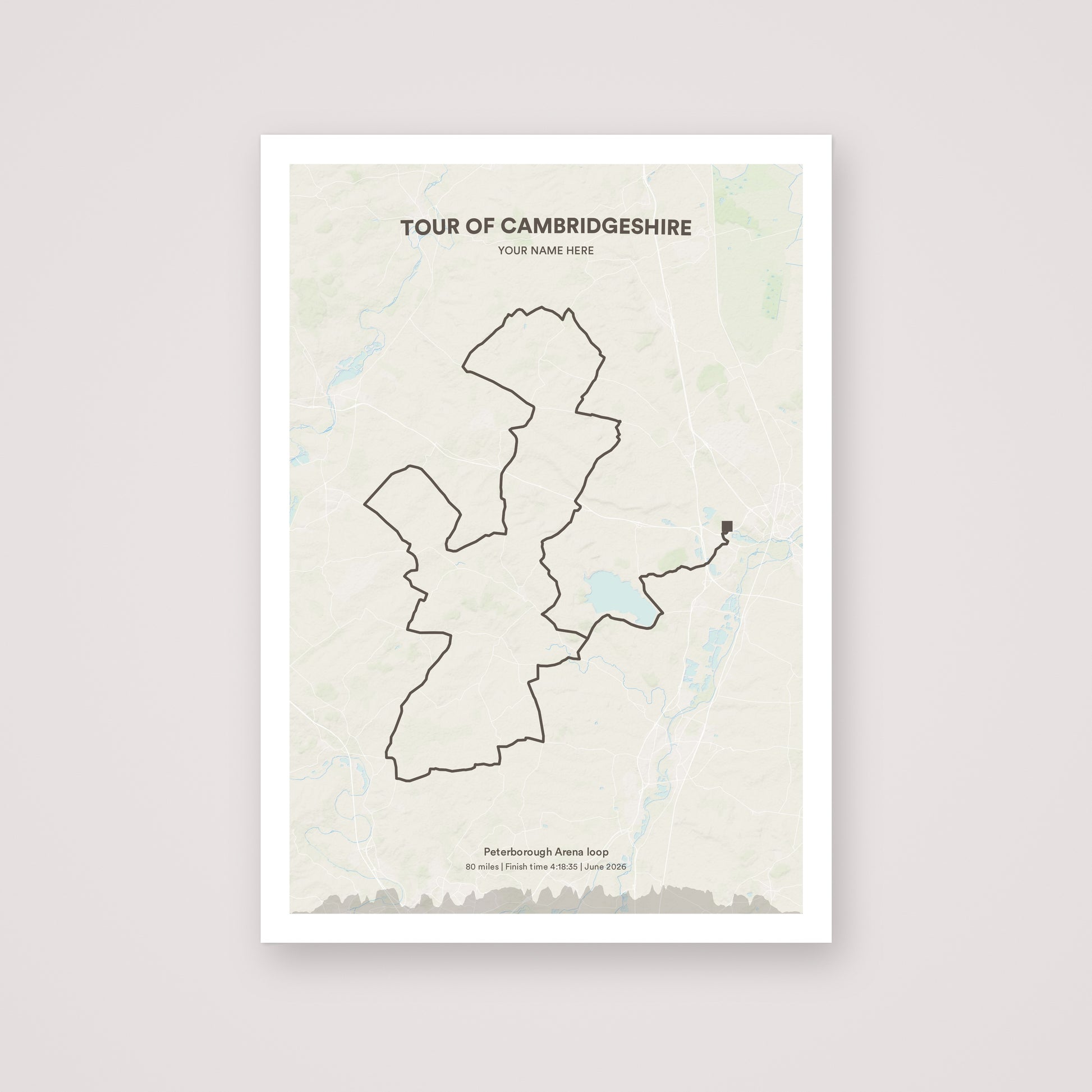 Tour of Cambridgeshire personalised map print