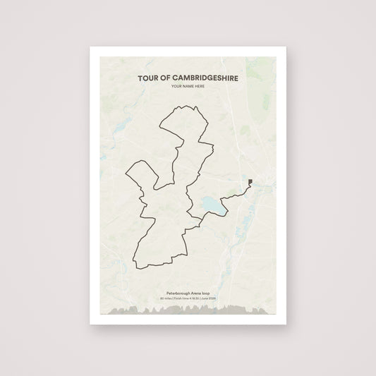 Tour of Cambridgeshire personalised map print