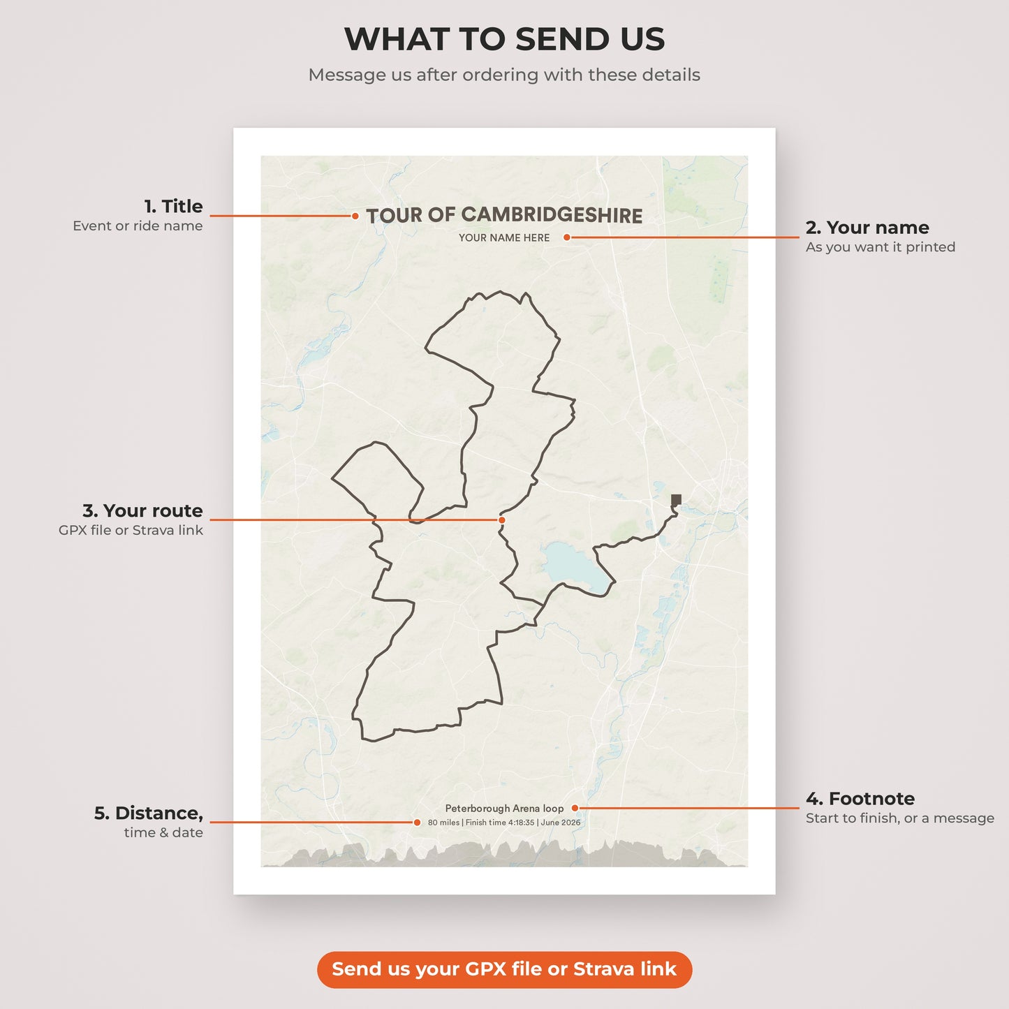 Tour of Cambridgeshire map print personalisation explained