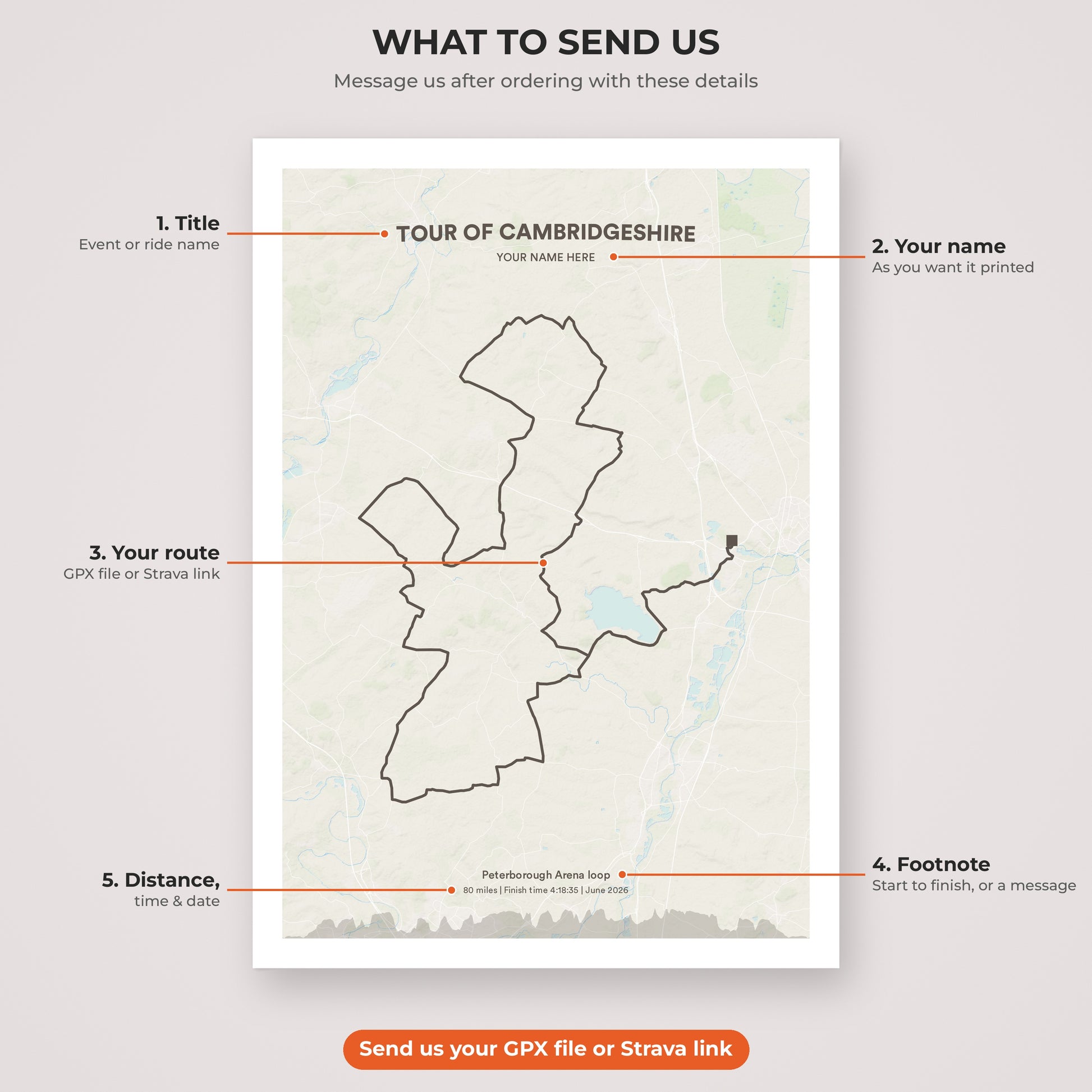 Tour of Cambridgeshire map print personalisation explained