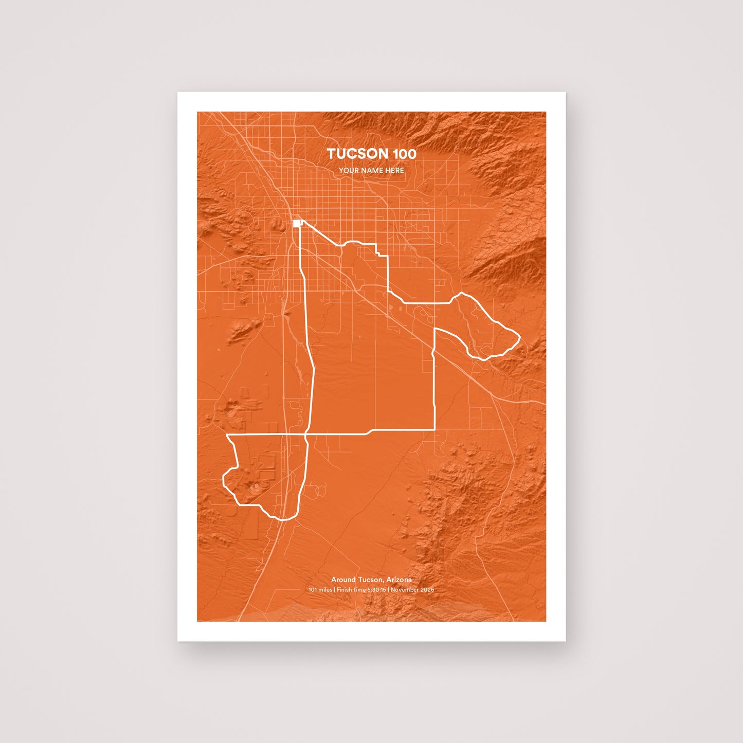 Tucson 100 personalised map print