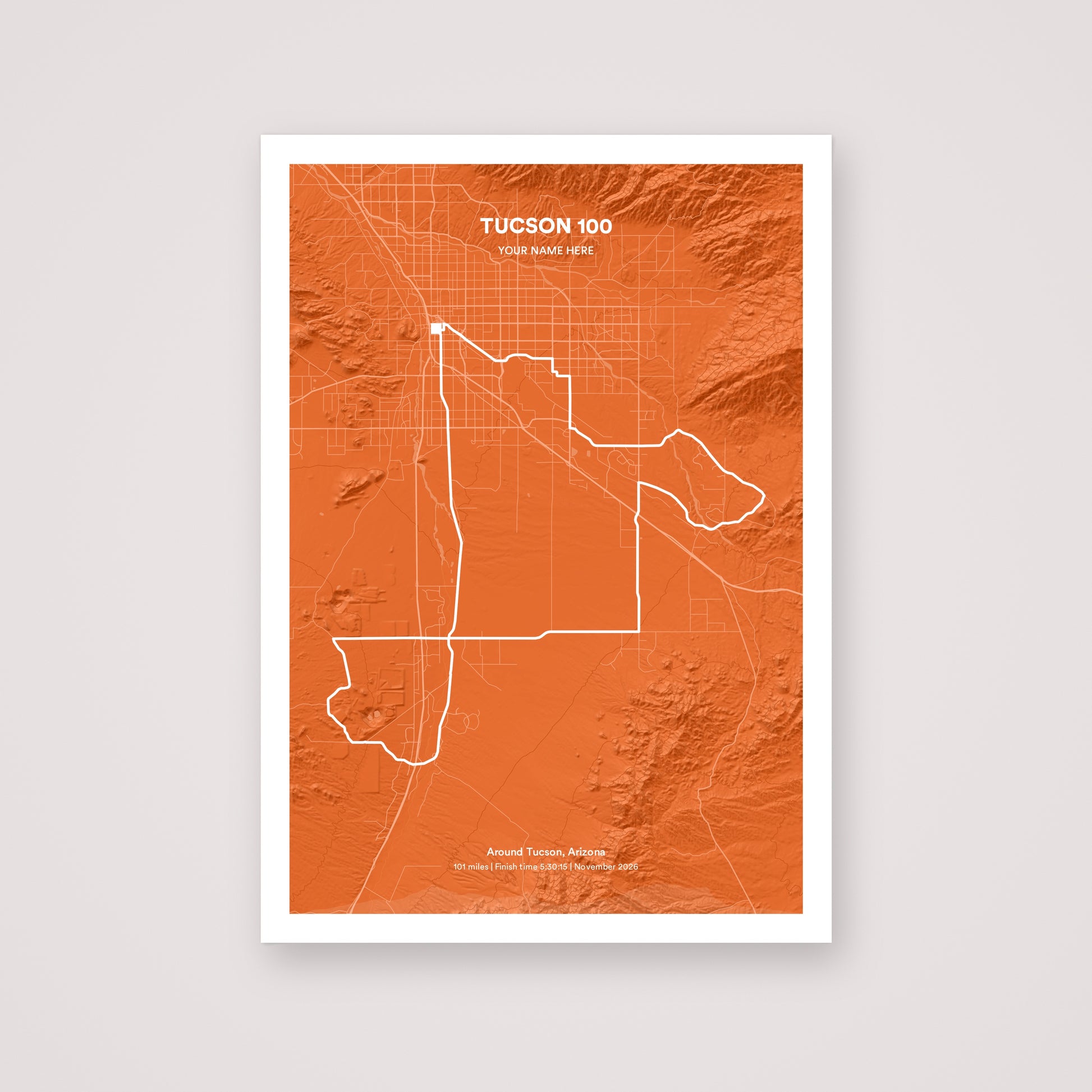 Tucson 100 personalised map print
