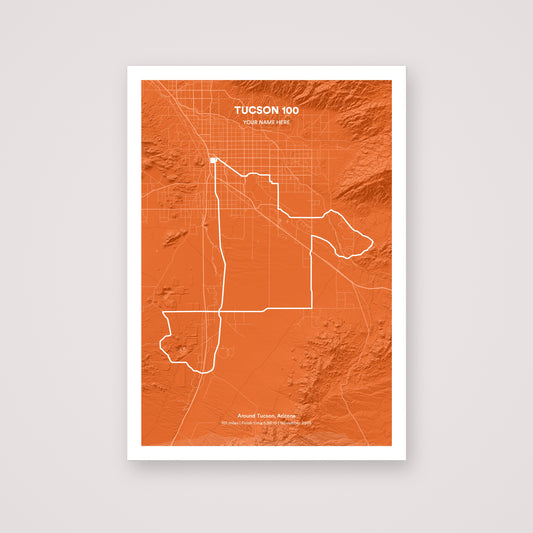 Tucson 100 personalised map print