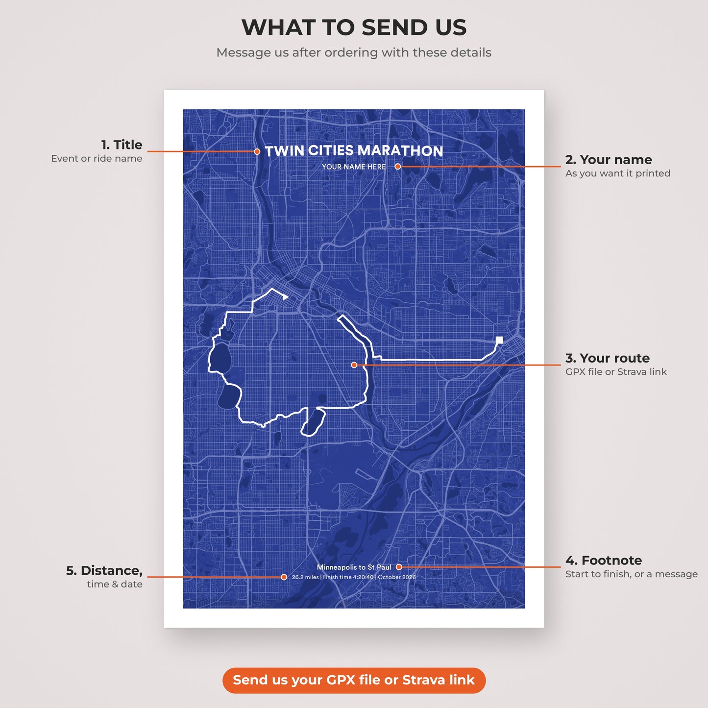 Twin Cities Marathon map print personalisation explained