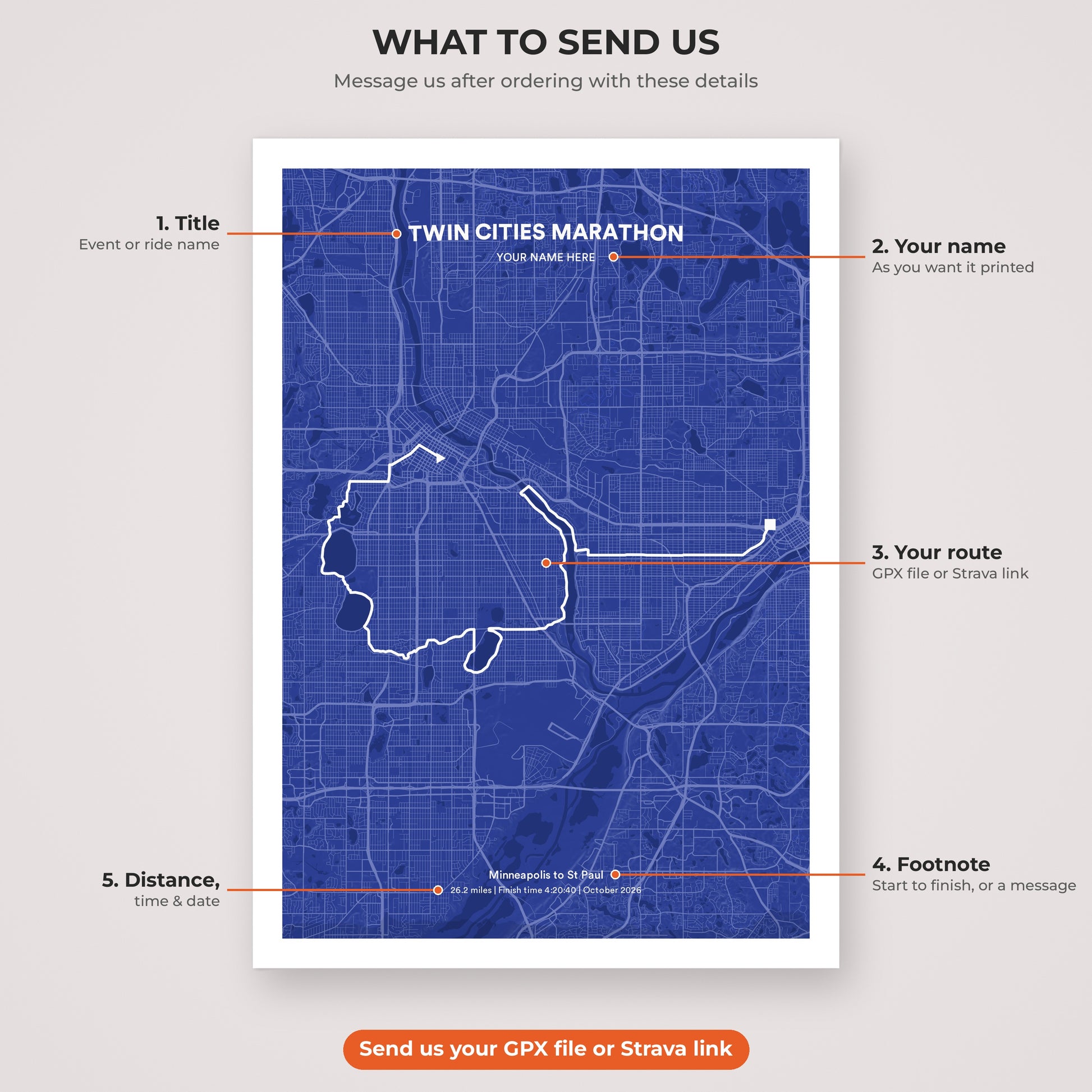 Twin Cities Marathon map print personalisation explained