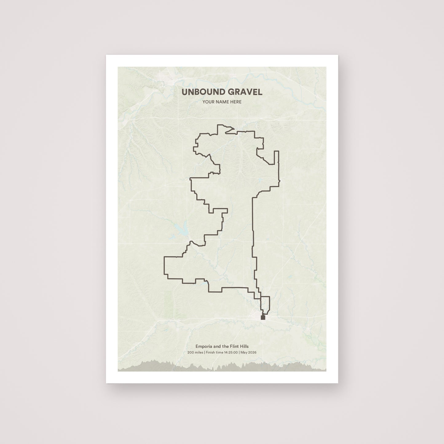 Unbound Gravel personalised map print